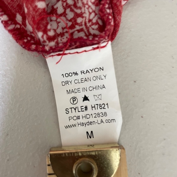 Hayden Los Angeles Mini Dress Floral Print Short Sleeve Tiered Skirt Red Medium‎ - Picture 4 of 9